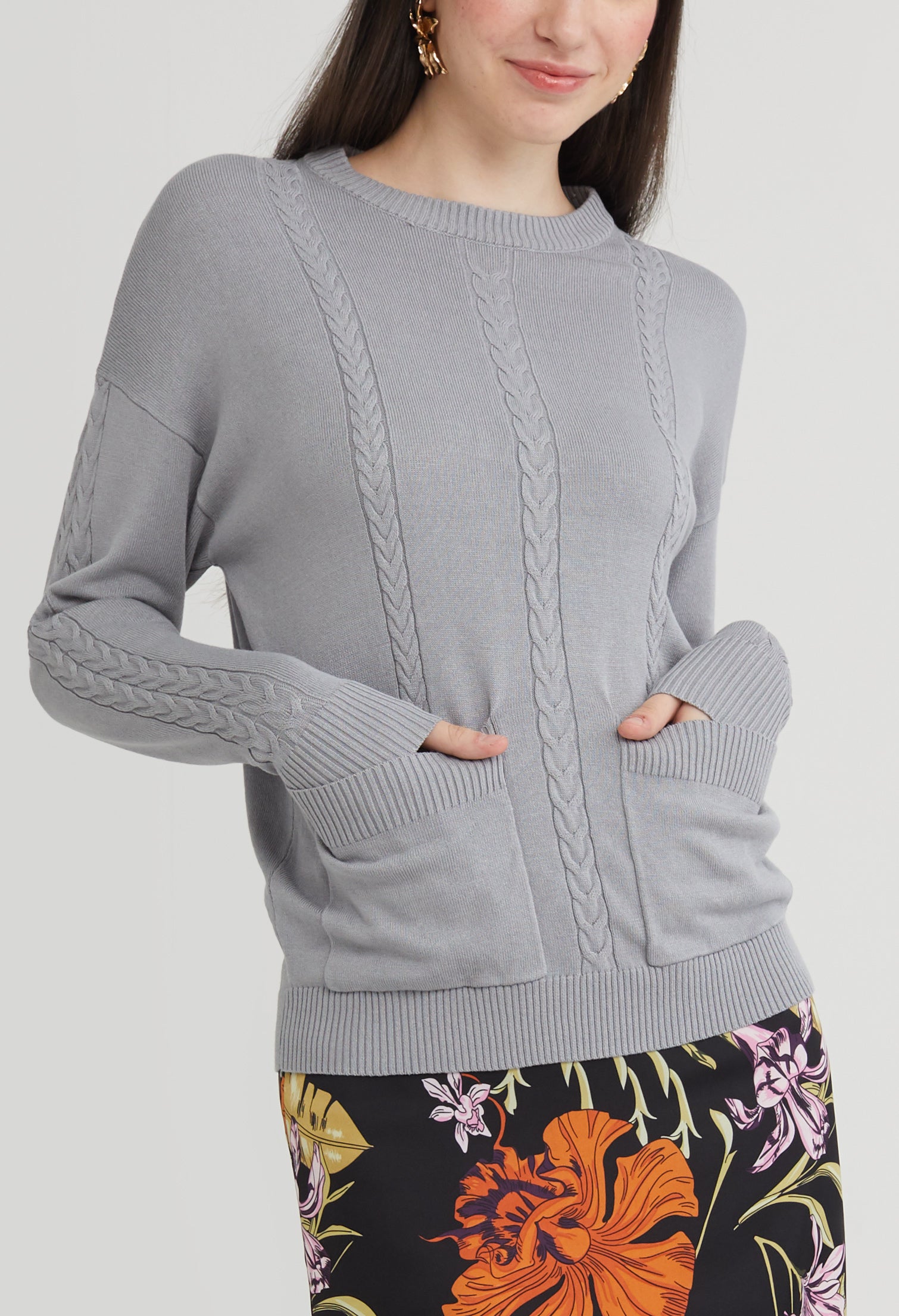 Multi Pocket Cable Knit Top