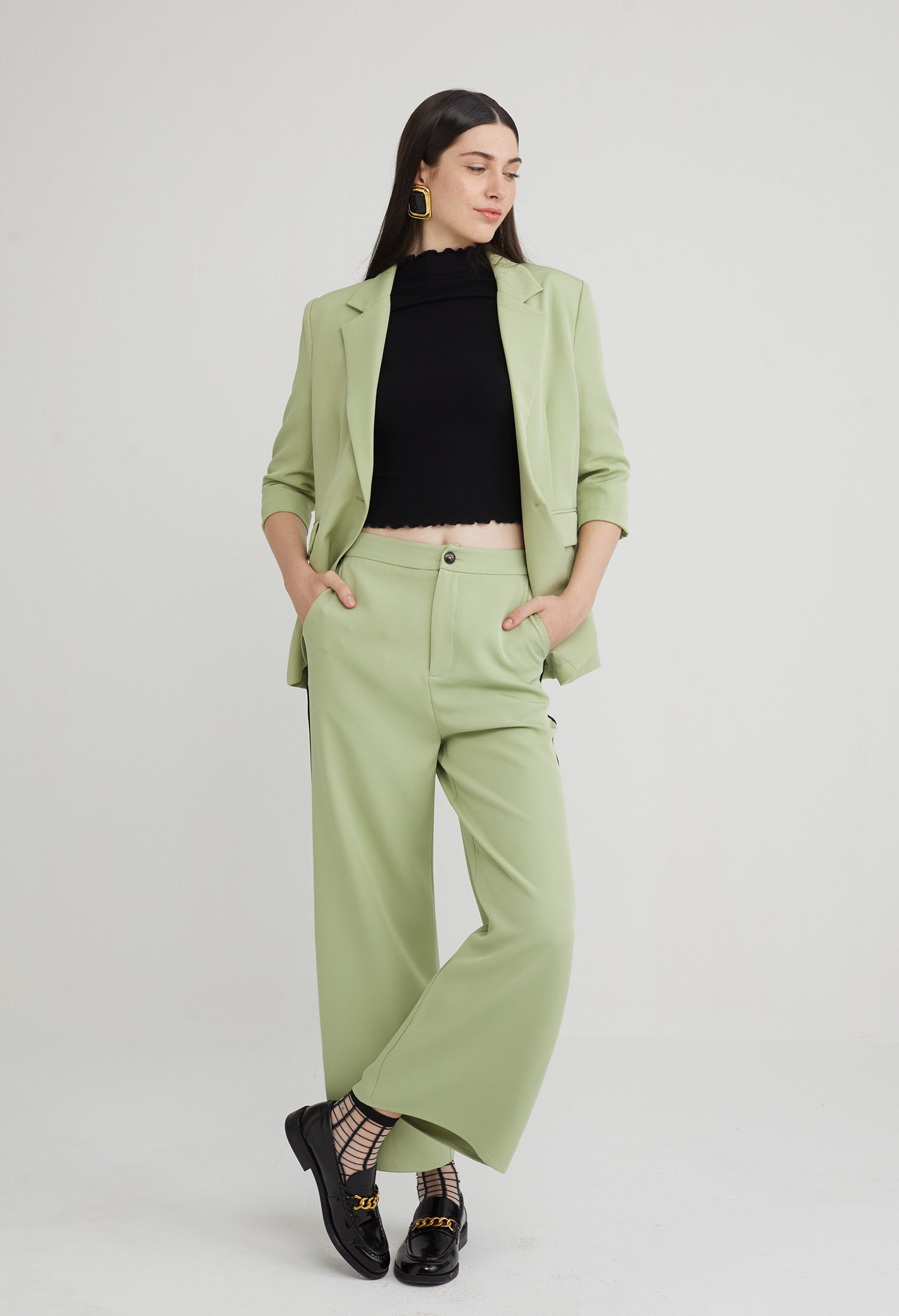Office Straight Leg Tapered Trousers