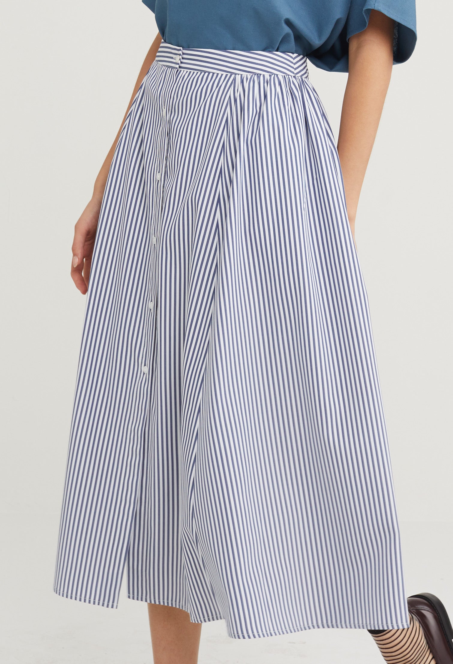 Picnic Striped Midi Skirt