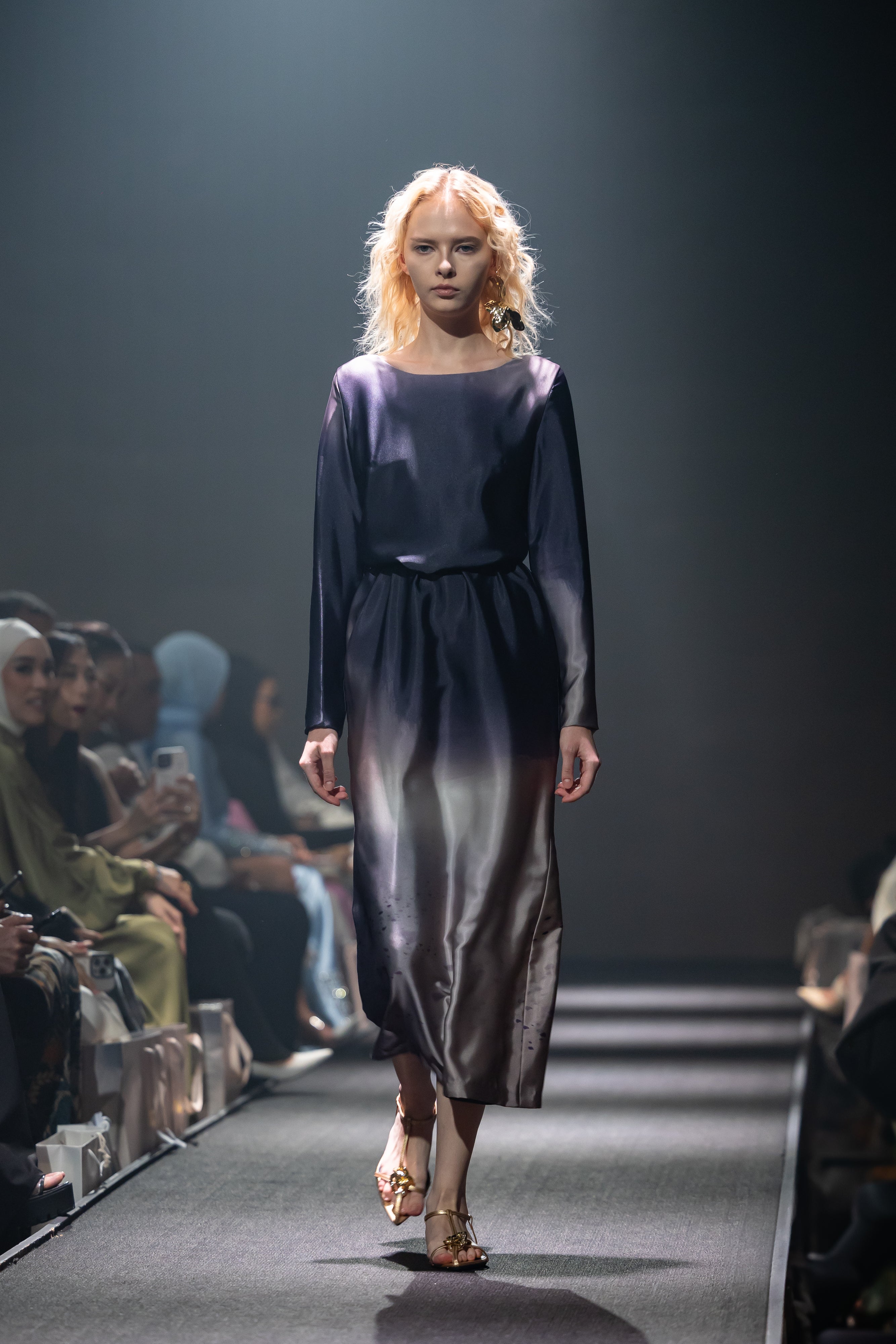 nichii X NURITA HARITH Gradient Indigo Maxi Slit Dress