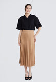 Pleated Drop Midi Skirt