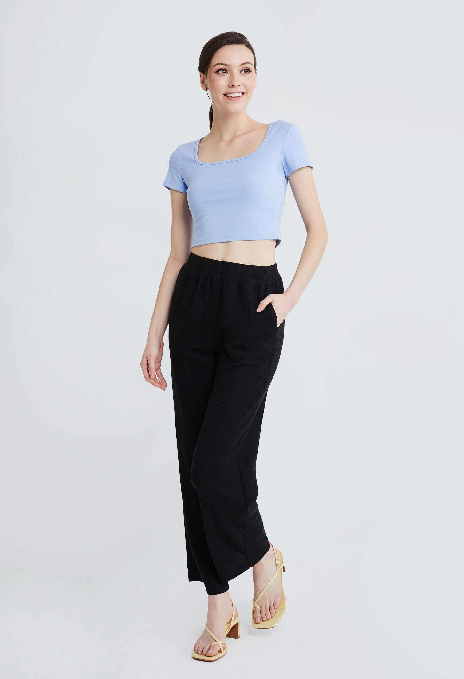Waffle Textured Straight Relaxed Pants