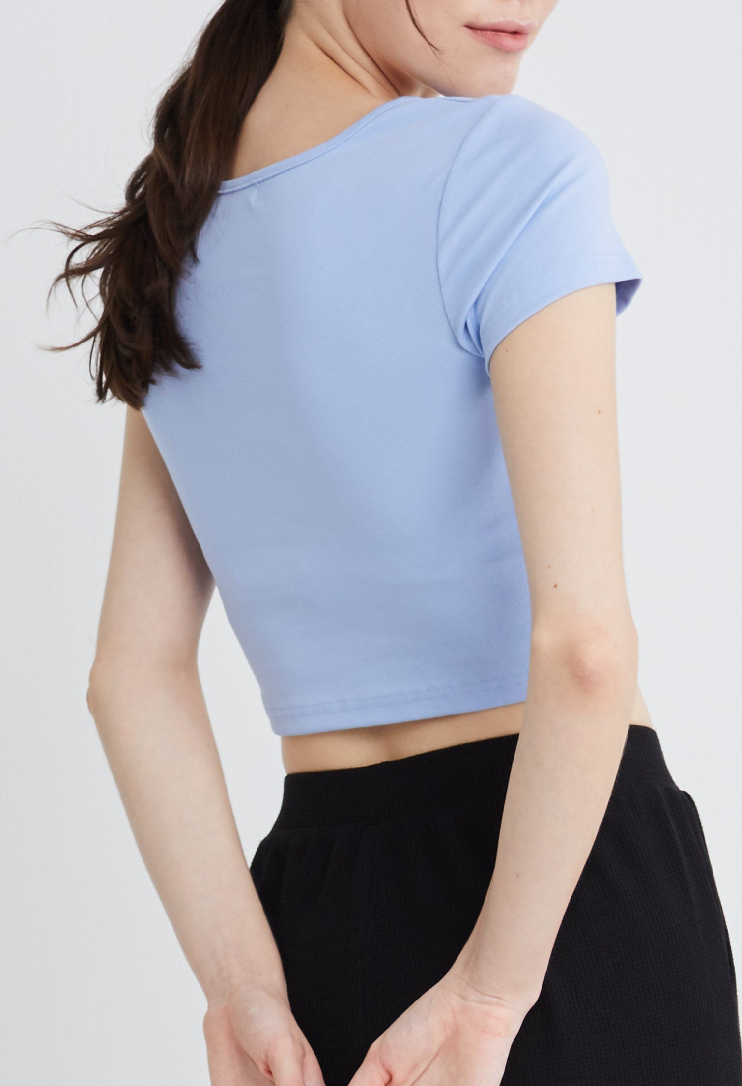 Cropped Basic Knit Fitted Top