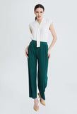 Smart Pleated Straight Leg Pants