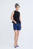 High Neck Brocade Peplum Top