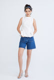 High Neck Brocade Peplum Top