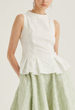 High Neck Brocade Peplum Top