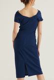 Cowl Neck Side Ruched Midi Dress