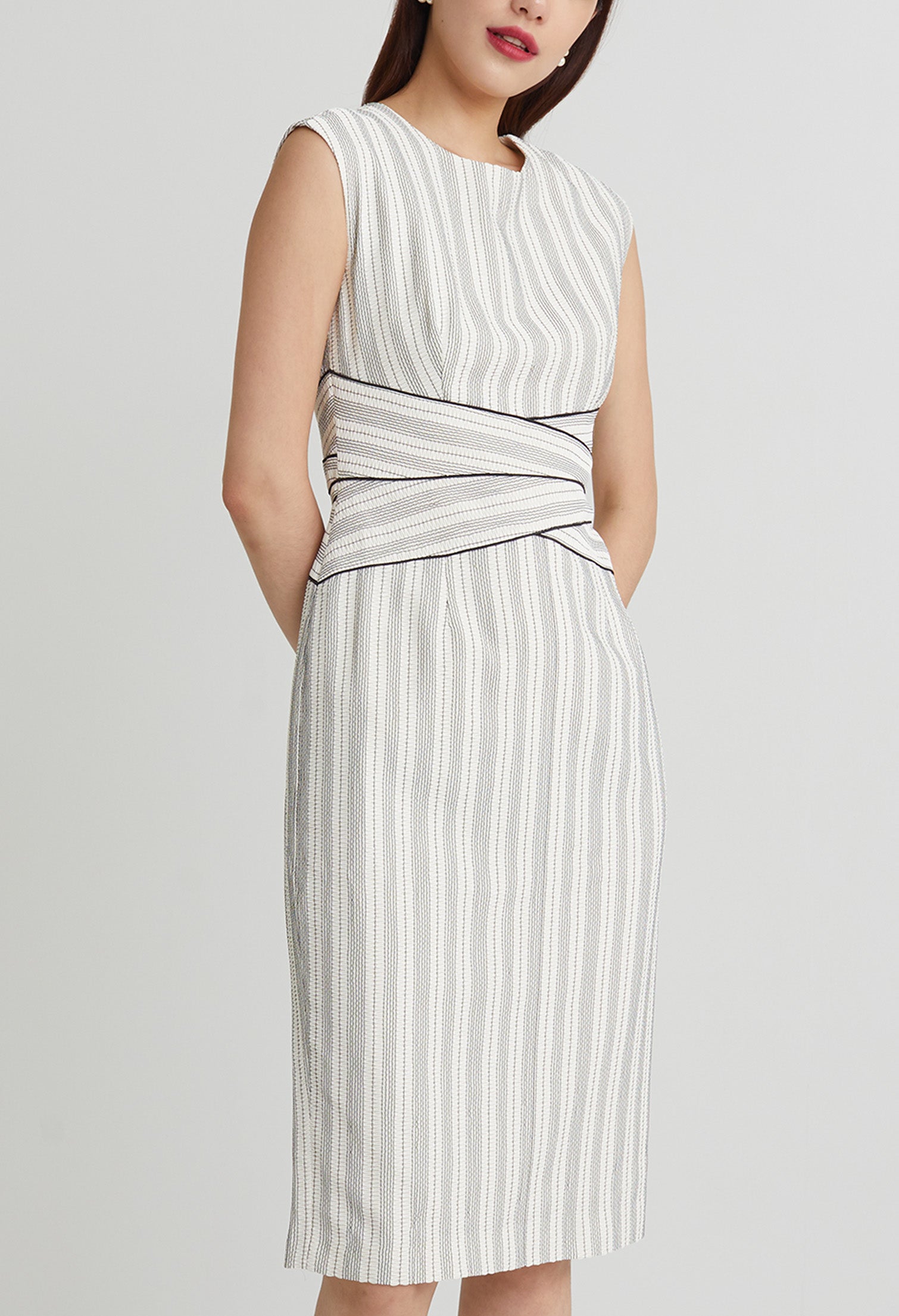 Stacked-On Stripe Midi Dress