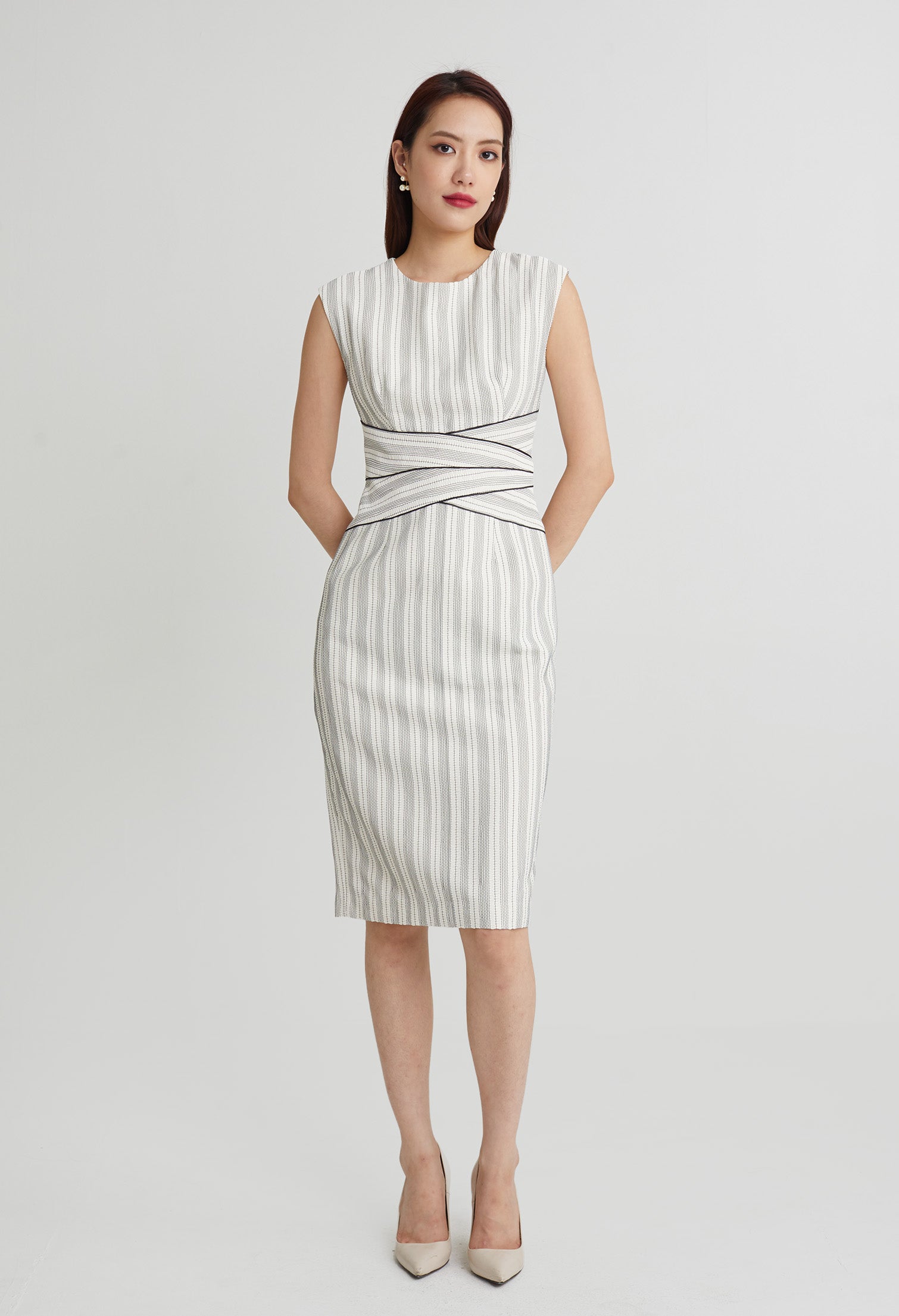 Stacked-On Stripe Midi Dress