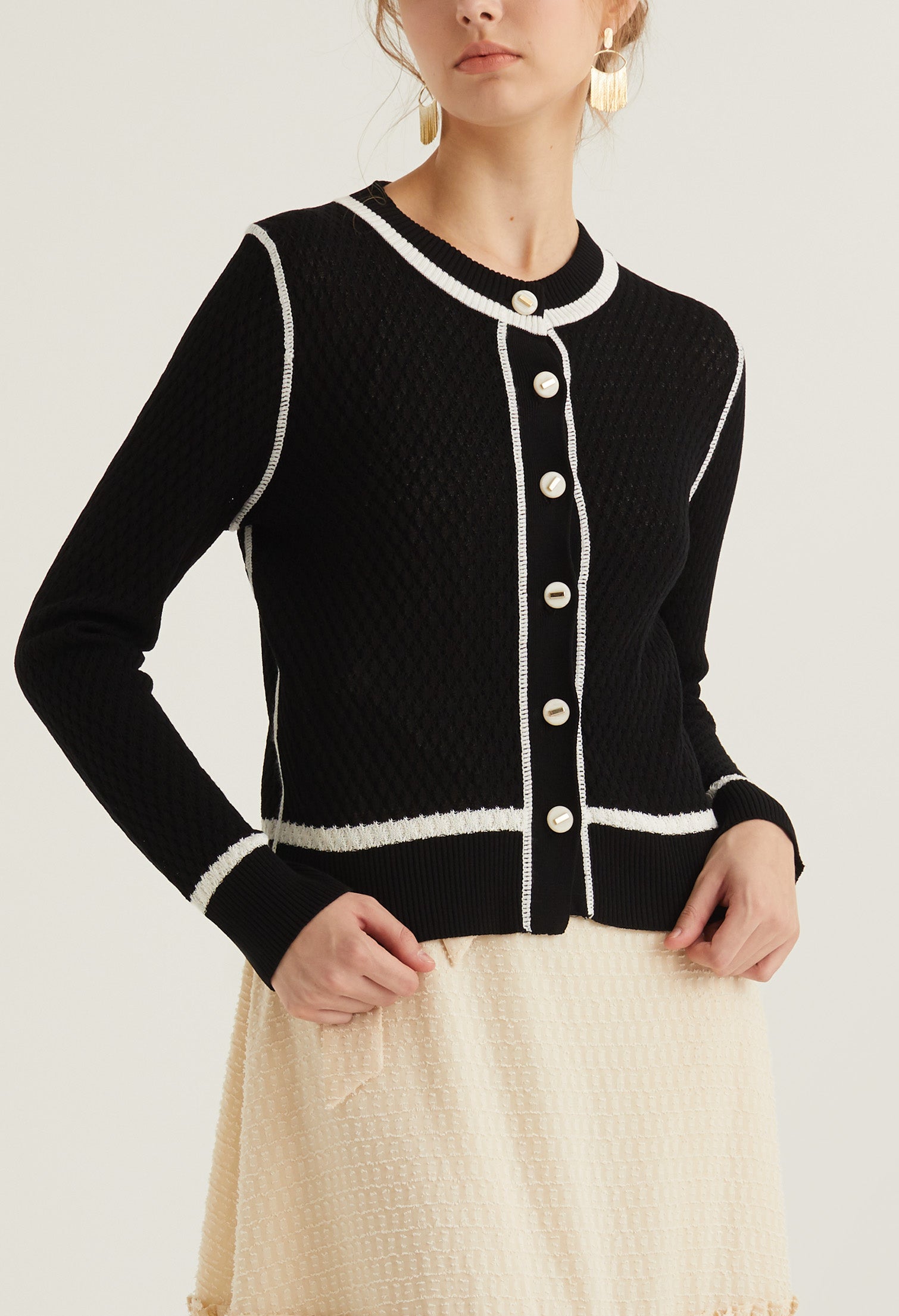 Contrast Detailed Cardigan