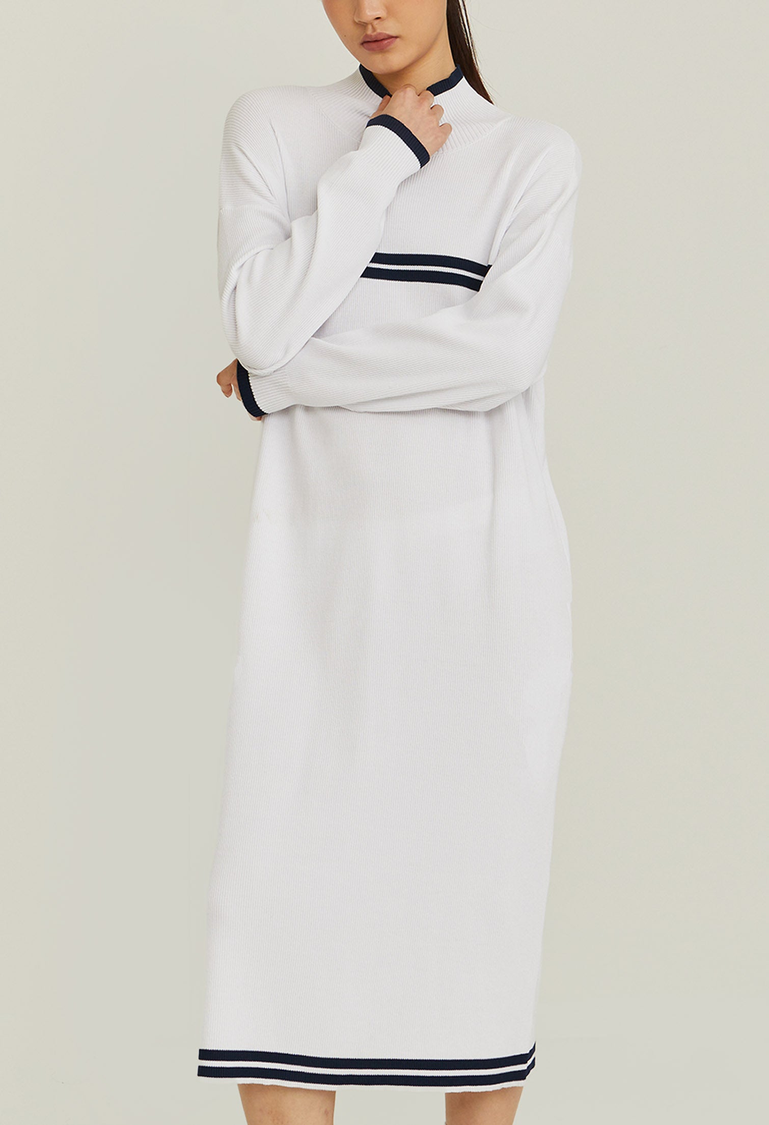 Highneck Long Sleeve Cardi Dress
