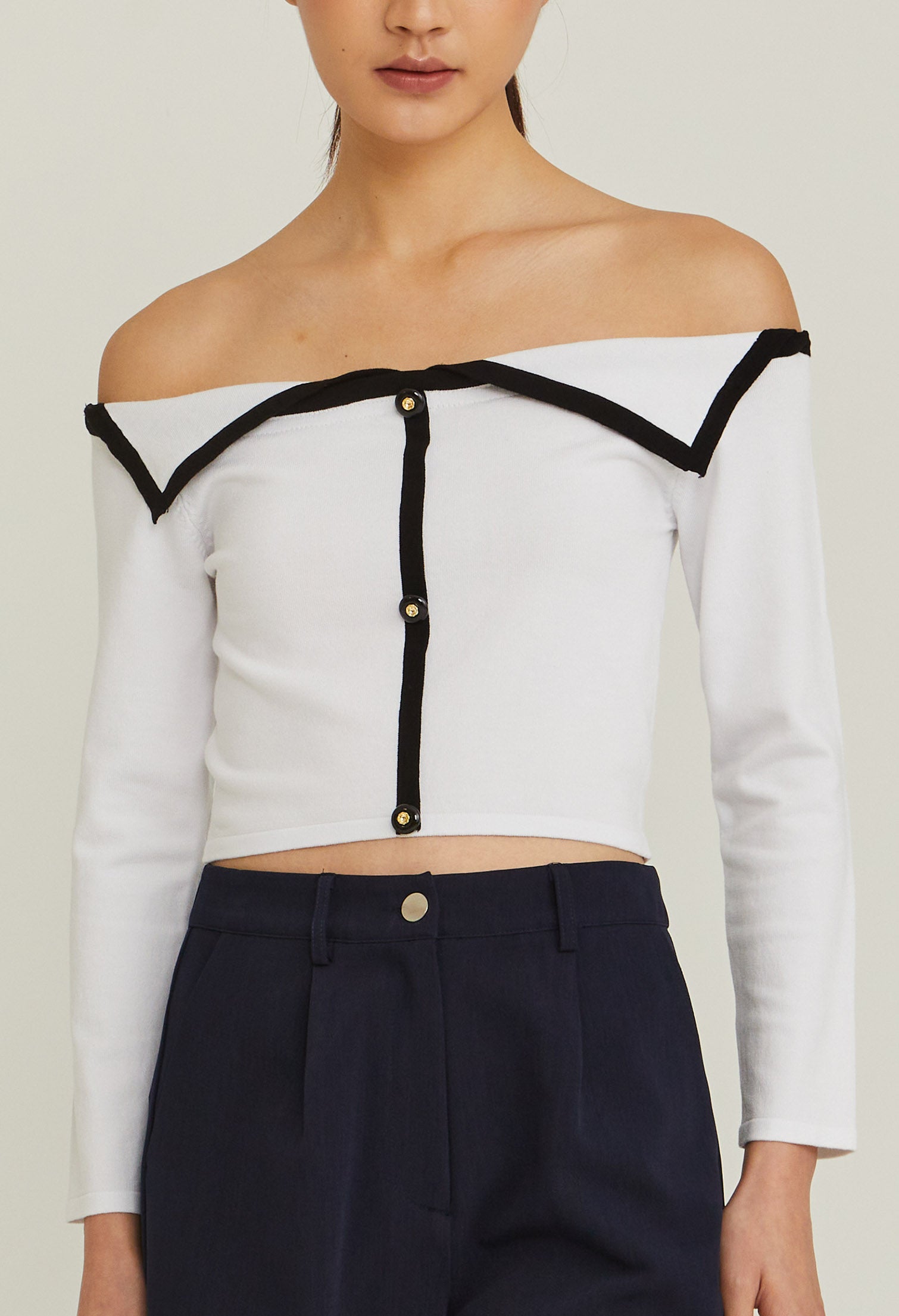 Off-shoulder Sailor Crop Top