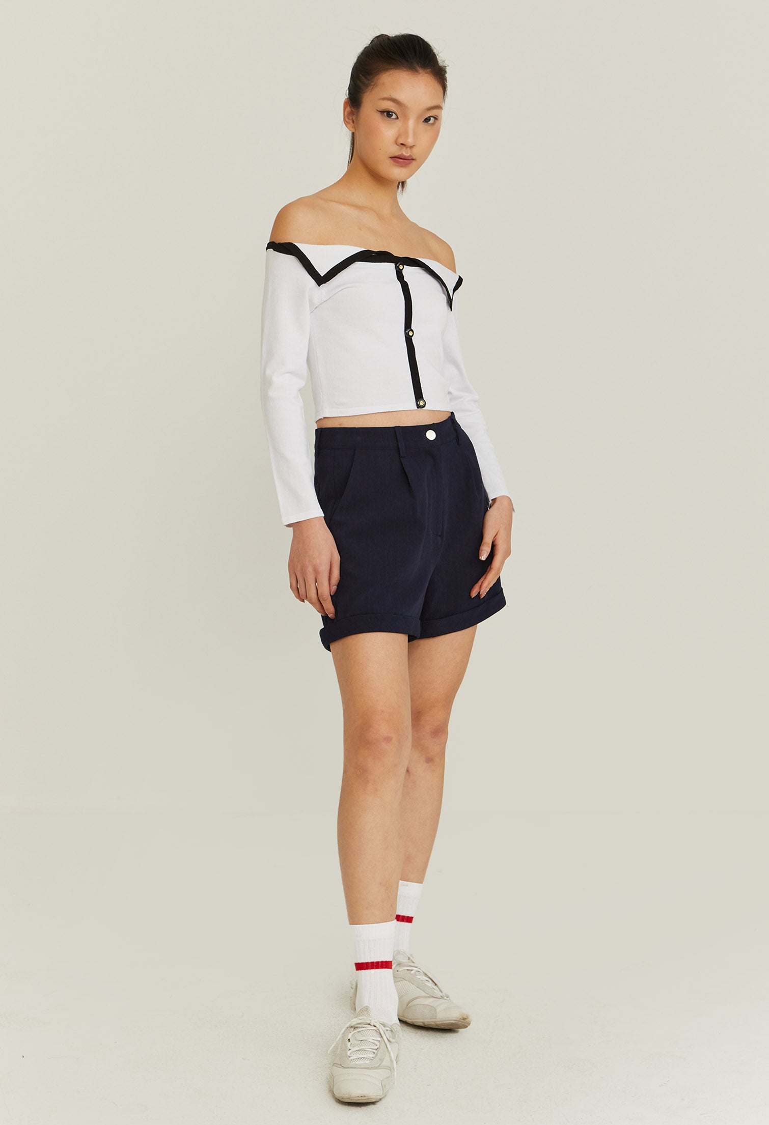 Off-shoulder Sailor Crop Top