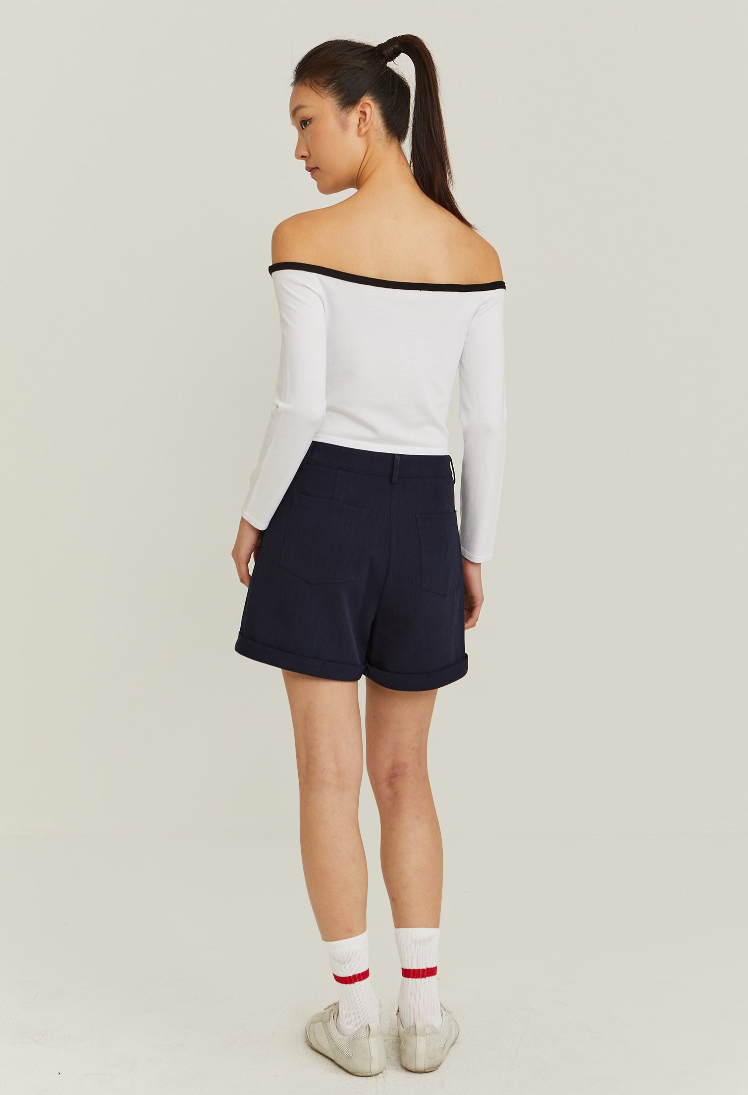 Off-shoulder Sailor Crop Top