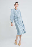 Embroidered Shoulder Button Down Dress