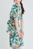 Bell Sleeve Tropical Vacay Wrap Sun Dress