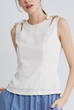Dual Strap Linen Bow-tie Tank Top