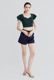 Tailored Petal Flutter Sleeves Cropped Top