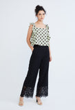 Peekaboo Guipure Lace Hemmed Straight Cut Pants