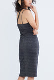 Starlight Glitter Toga Dual Strap Midi Bodycon Dress