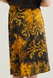 Faux Wrap Floral Burst Midi Skirt