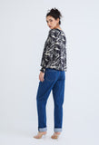 Abstract Allover Flora Round Neck Blouse