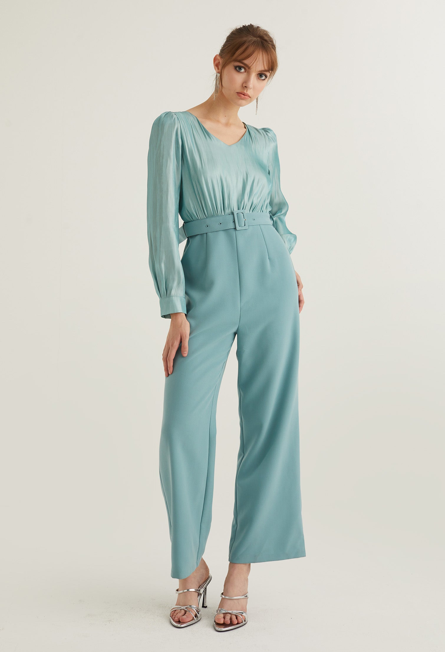 Reflective Party Belted Jumpsuit