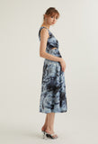 Watercolour Collared Sleeveless Midi Dress