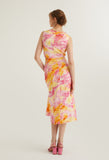 Watercolour Collared Sleeveless Midi Dress
