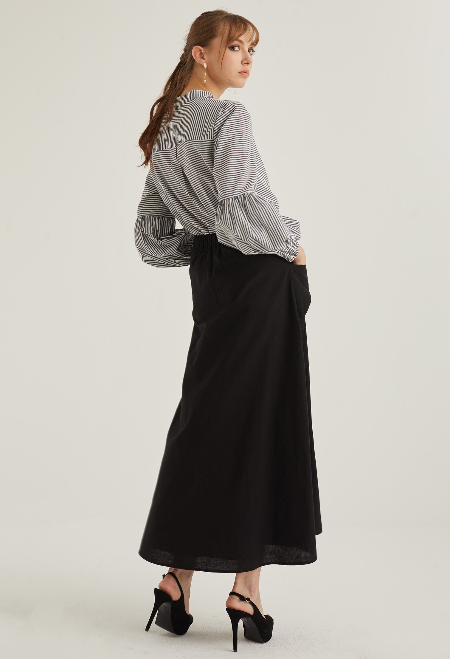 Folded Detail Circle Maxi Skirt