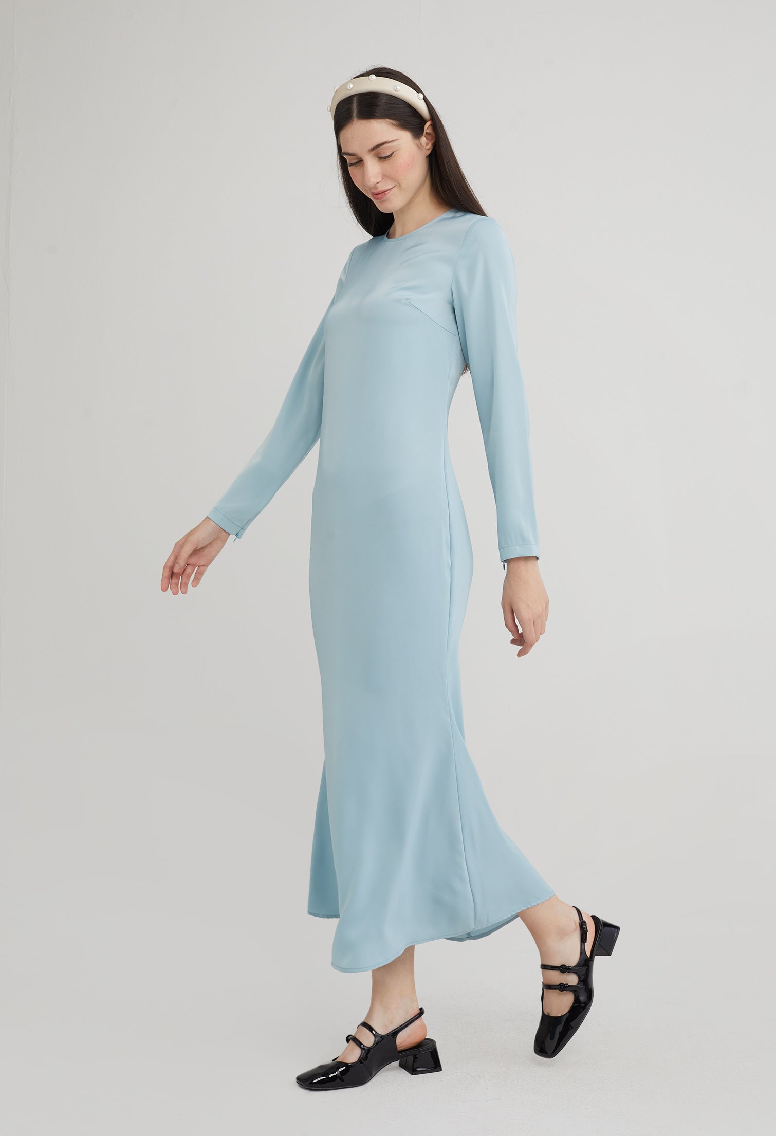Elegant Satin Long Sleeve Maxi Dress