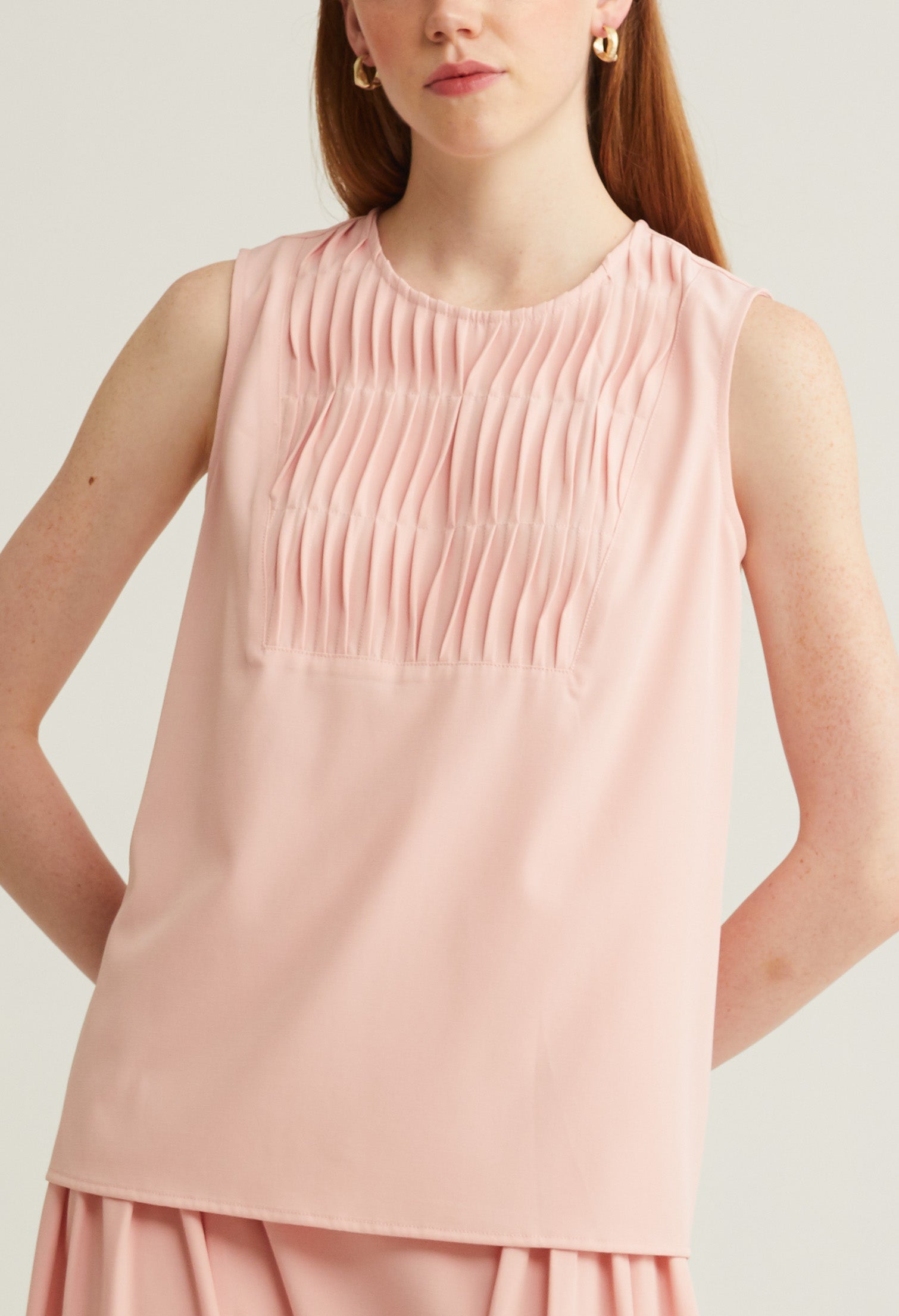 Elegant Pleated Sleeveless Top