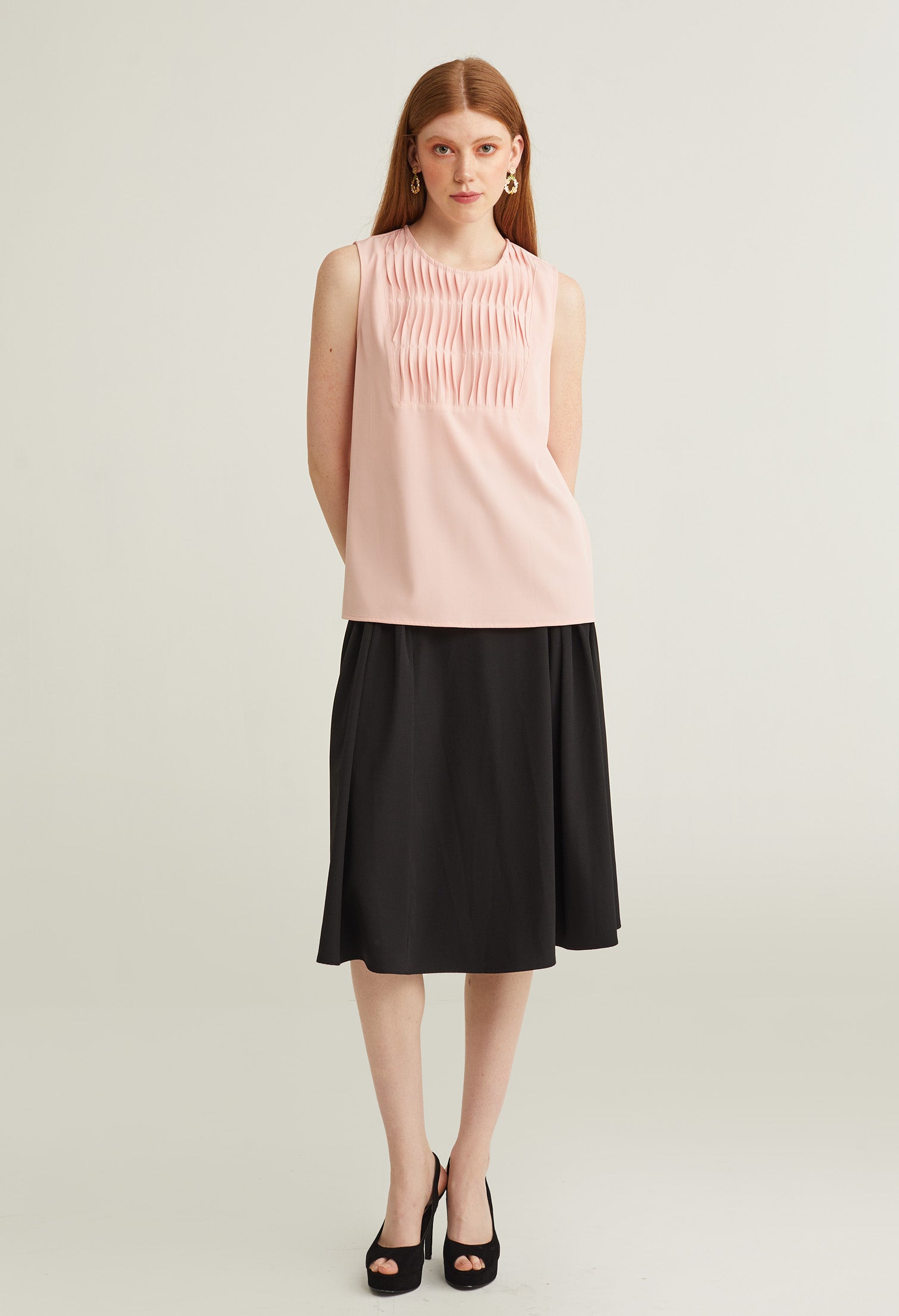 Elegant Pleated Sleeveless Top