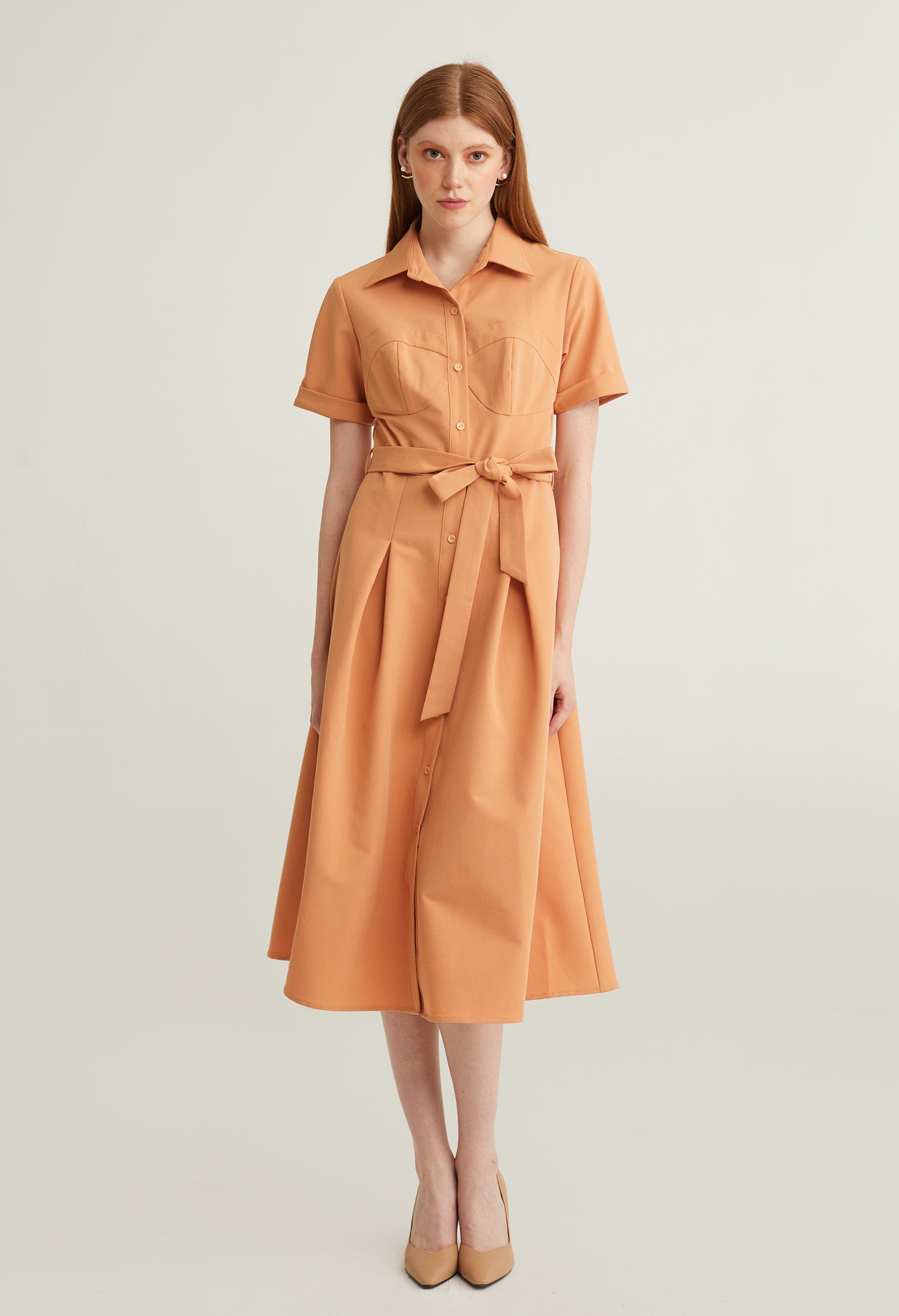 Casual Button Up Wide Pleated Dress