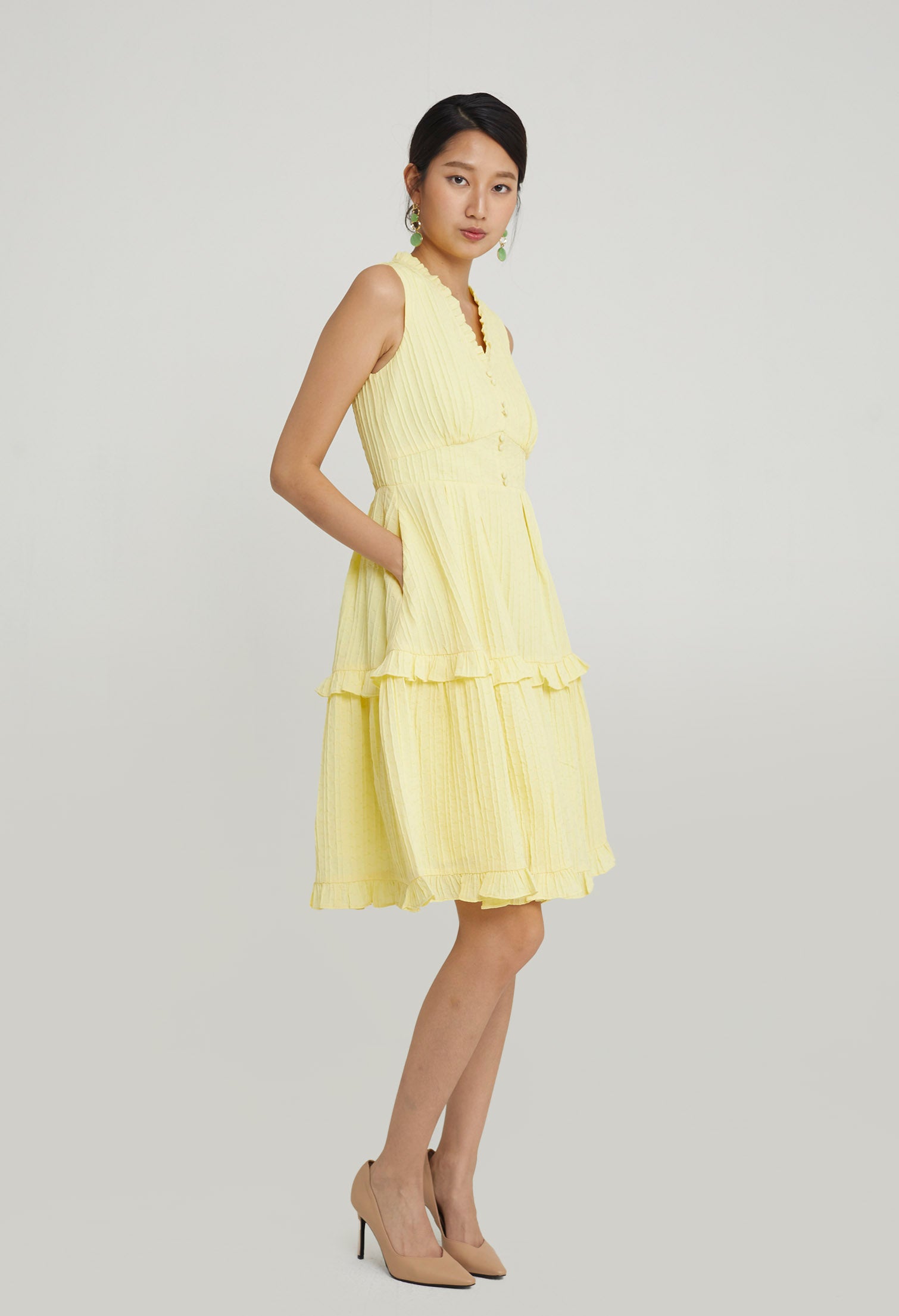 Petite Ruffled Midi Dress