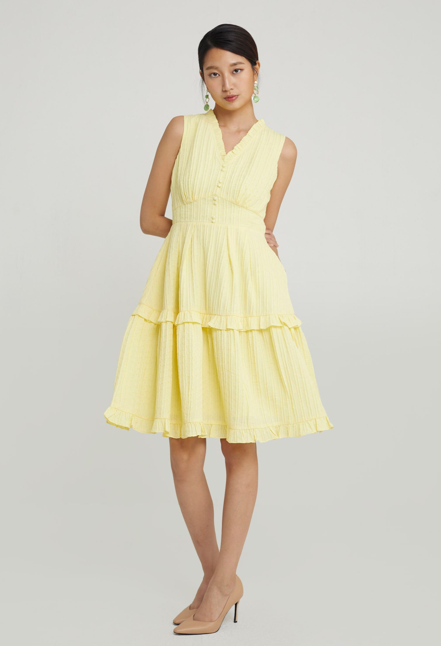 Petite Ruffled Midi Dress