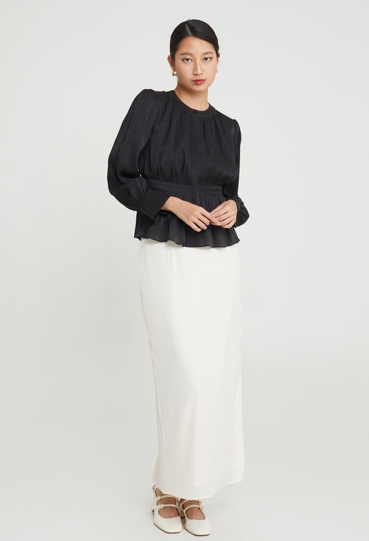 Chiffon Pleated Puff Top