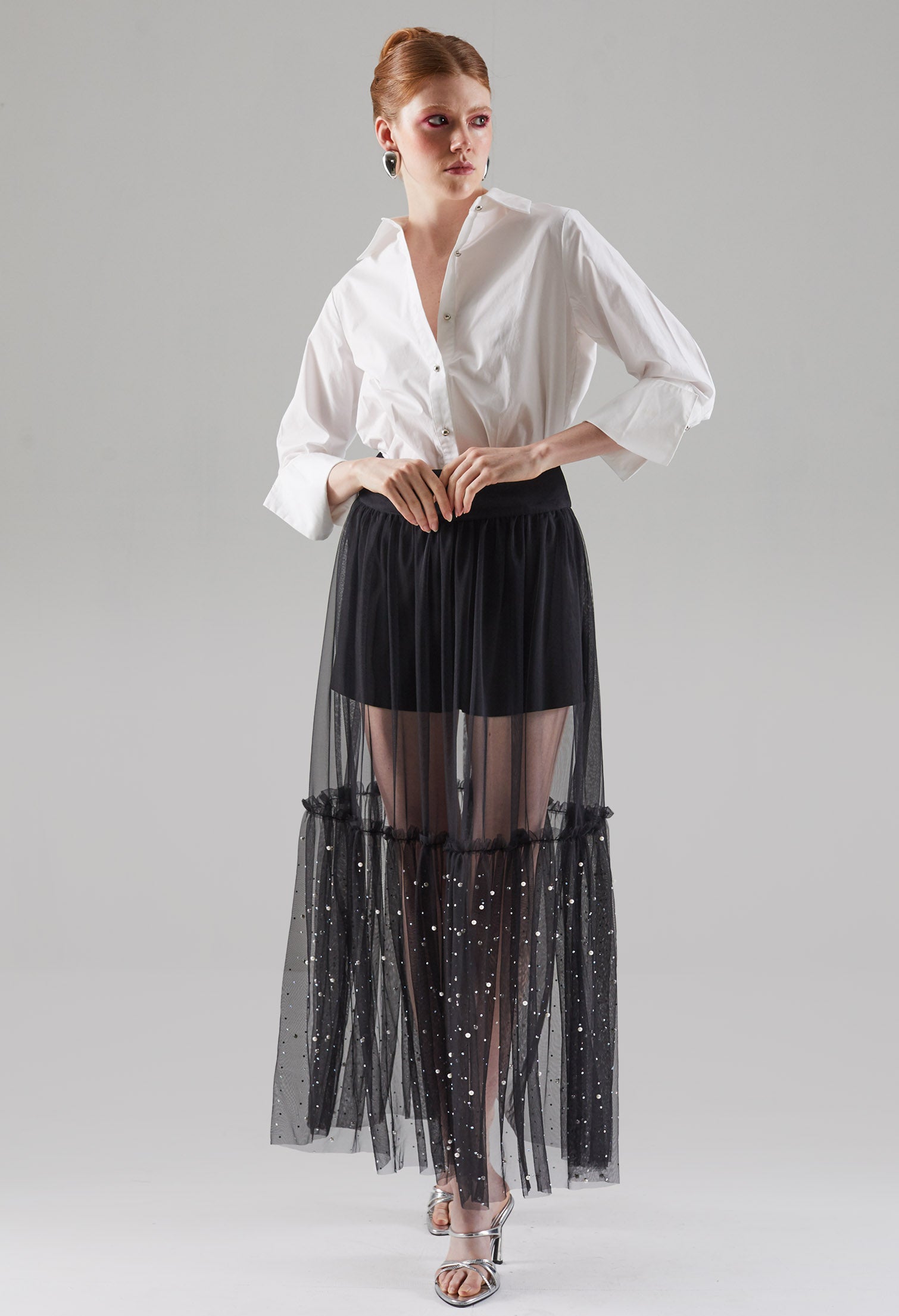 Pearly Chiffon See-through Skirt