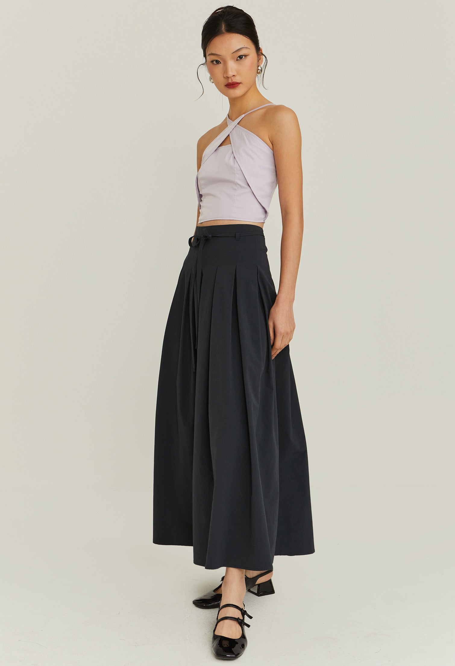 Moonlit Ripple Midi Skirt
