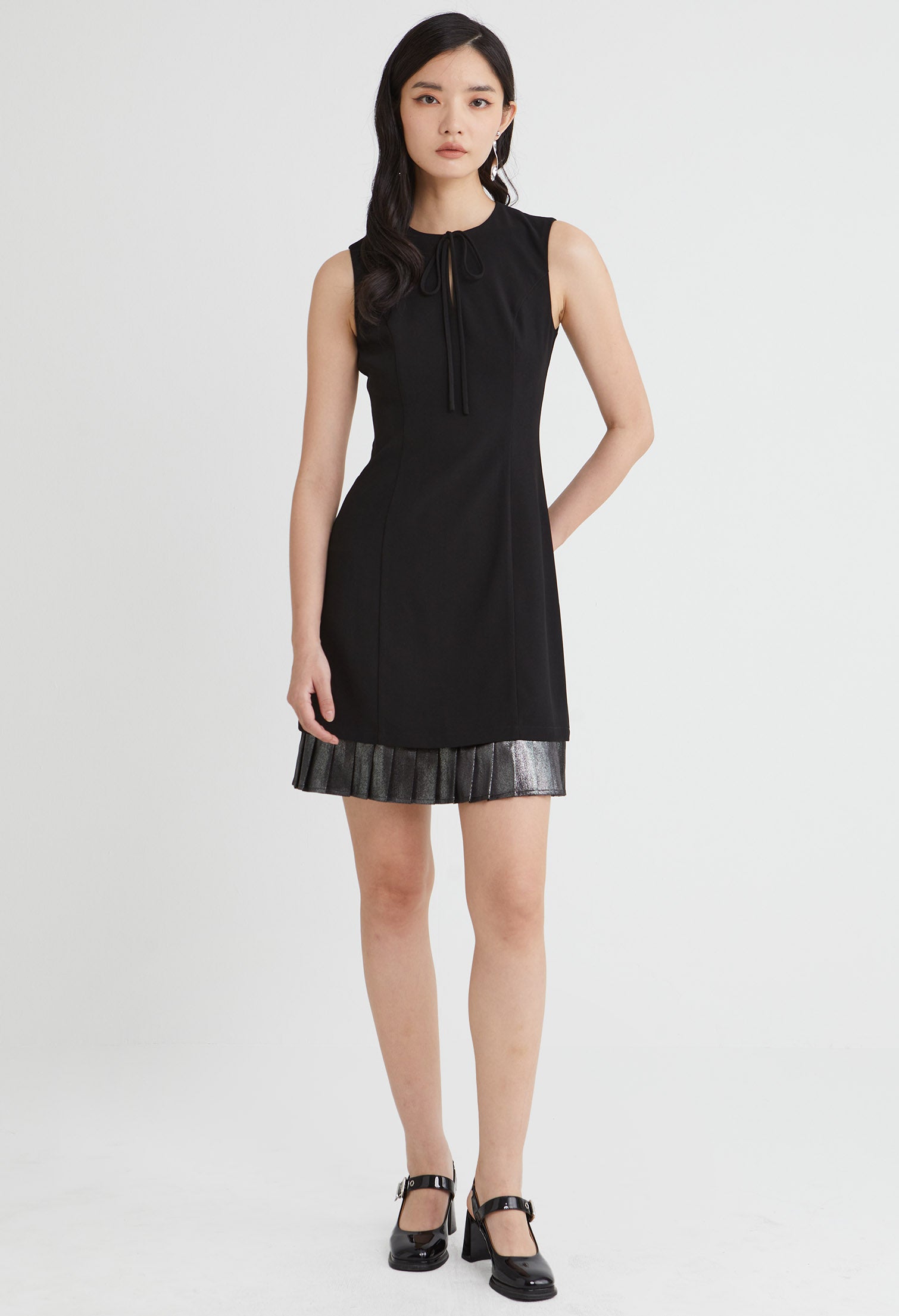 Layered Pleated Midi Dress