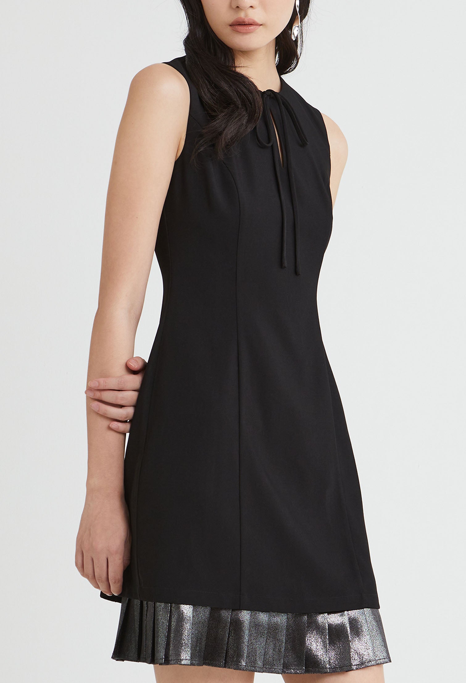 Layered Pleated Midi Dress