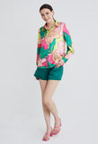 Picasso Floral Petal Button Down Blouse