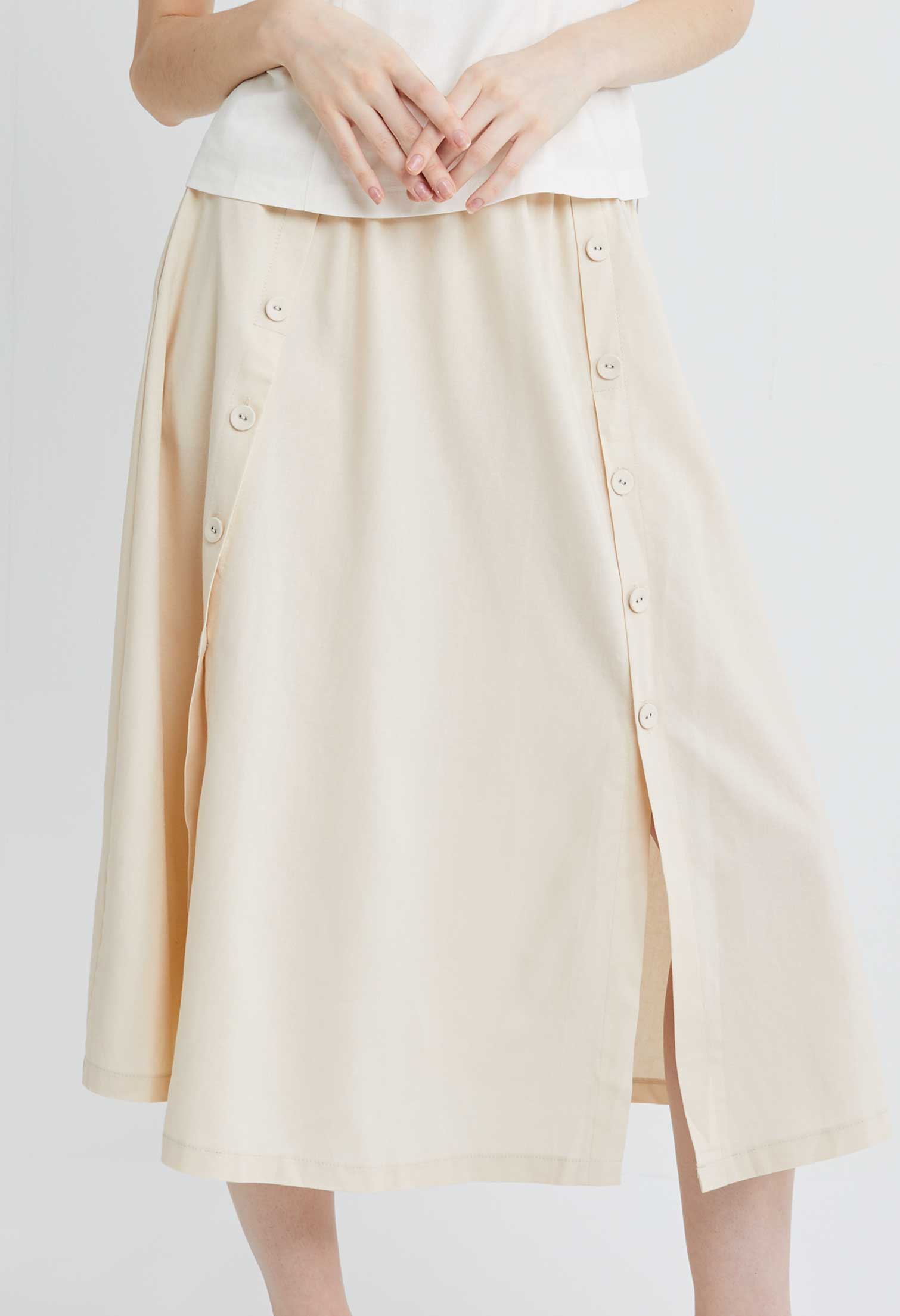 Flowy Linen Button Boho Skirt