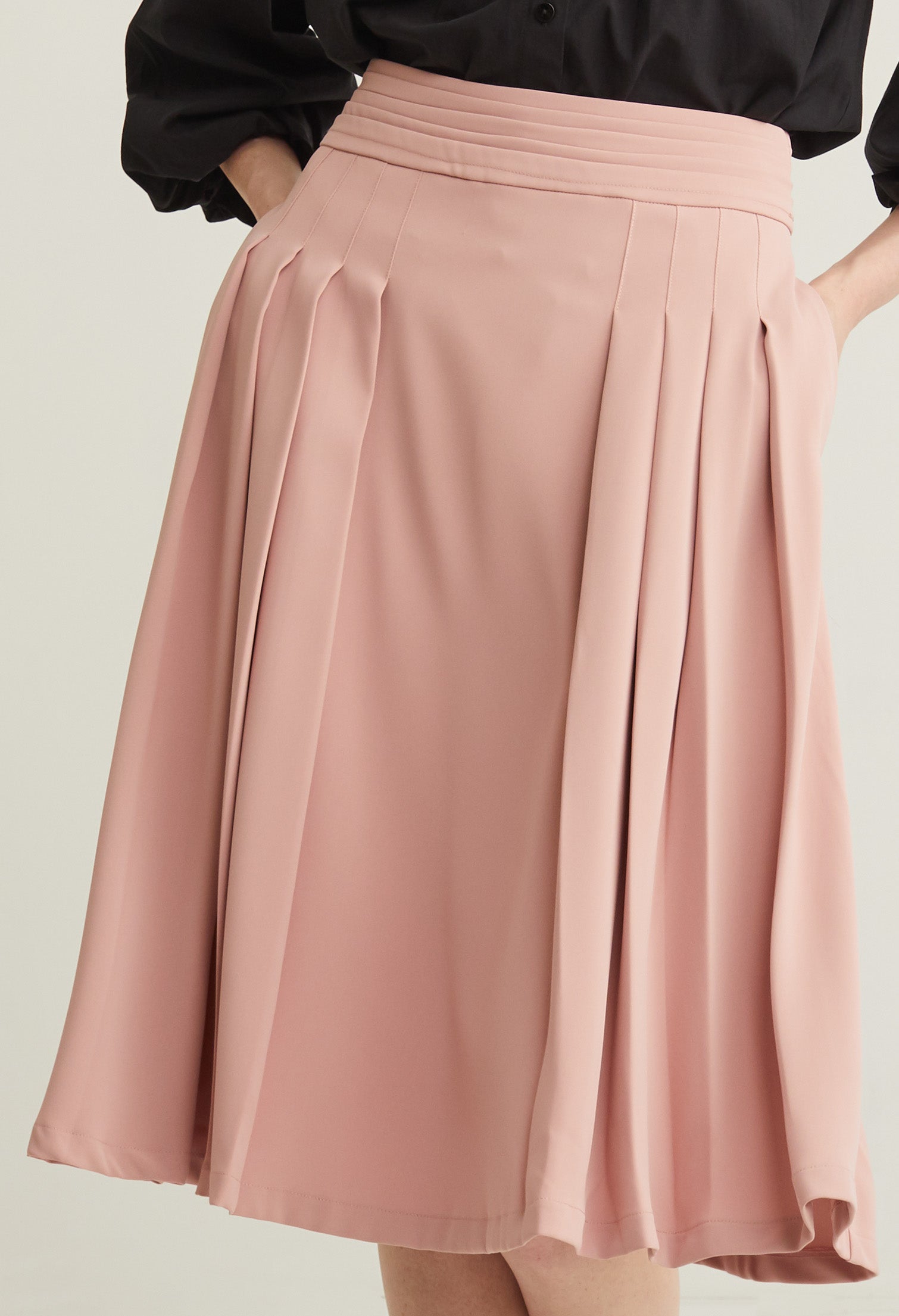 Classic Pleated A-Line Midi Skirt