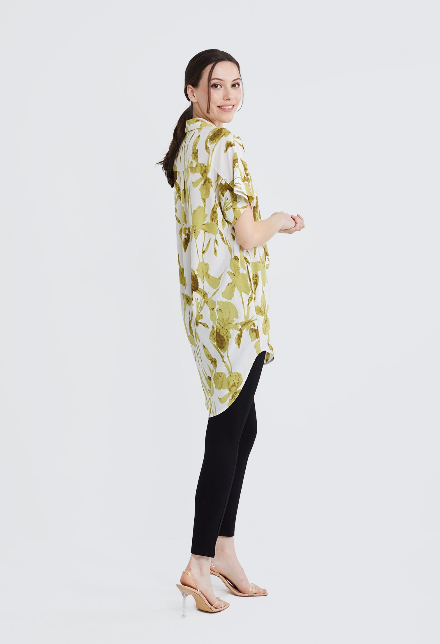 Scattered Floral Twine Tunic Shirt Dress