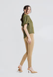 Trumpet Blossom Sleeve High-neck Ruch Top