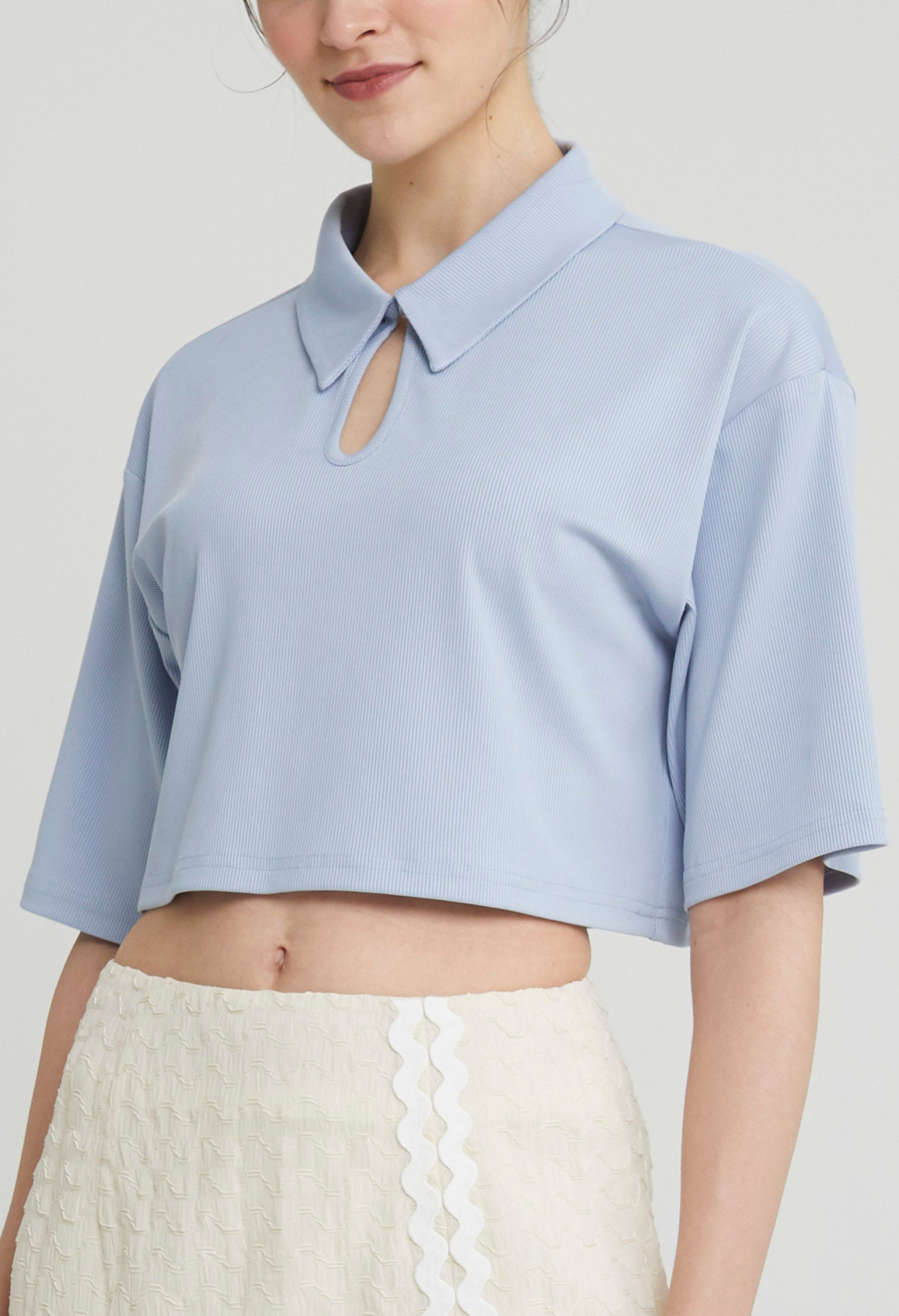 Elegant Keyhole Collared Top