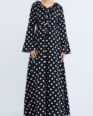 retro polka dot dress malaysia L-5XL) Plus Size Retro Black Polka Dots Dress Pluspreorder