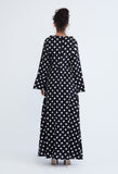 Polka Dot Ruffled V-Neckline Maxi Dress